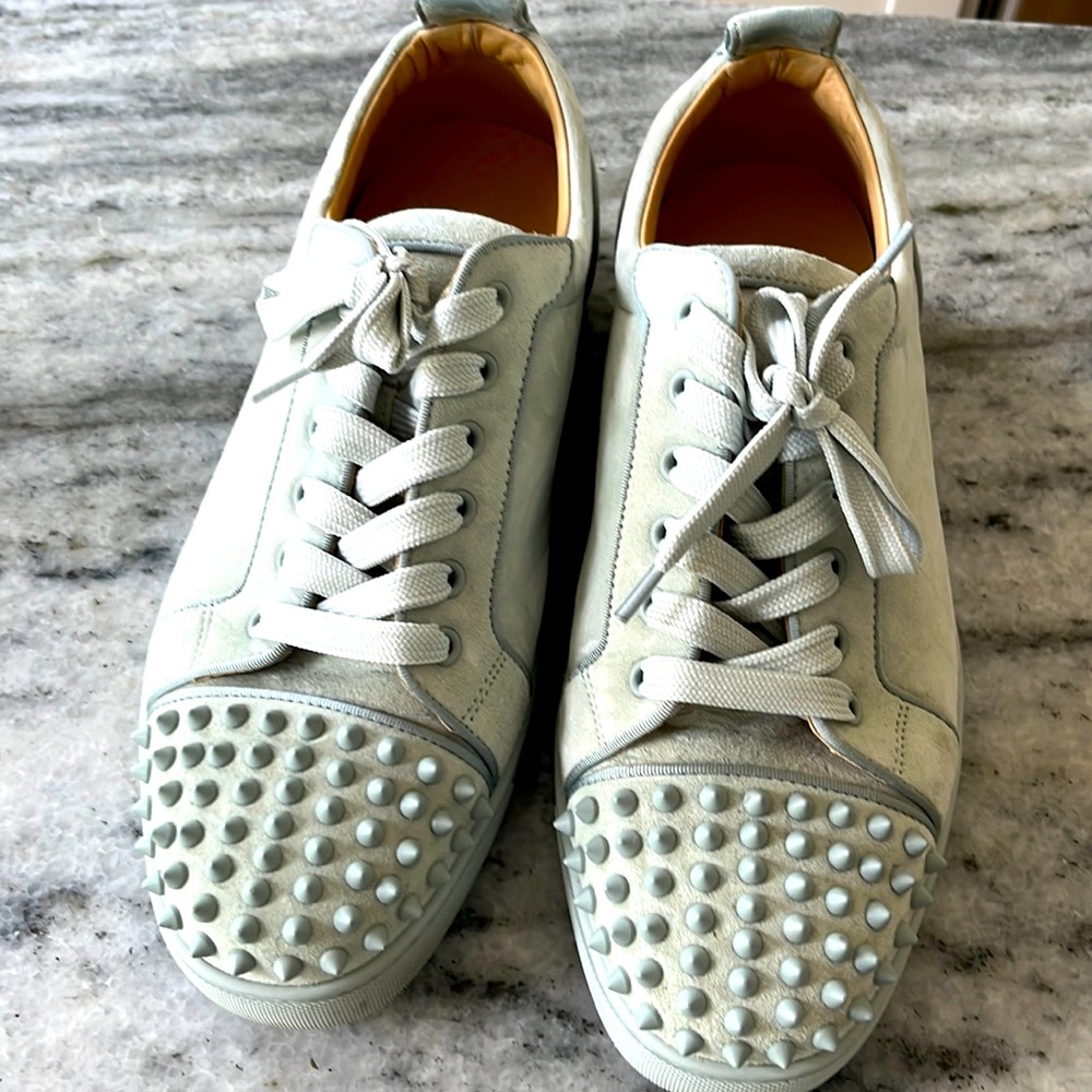 Christian Louboutin light blue suede sneakers. Great condition.